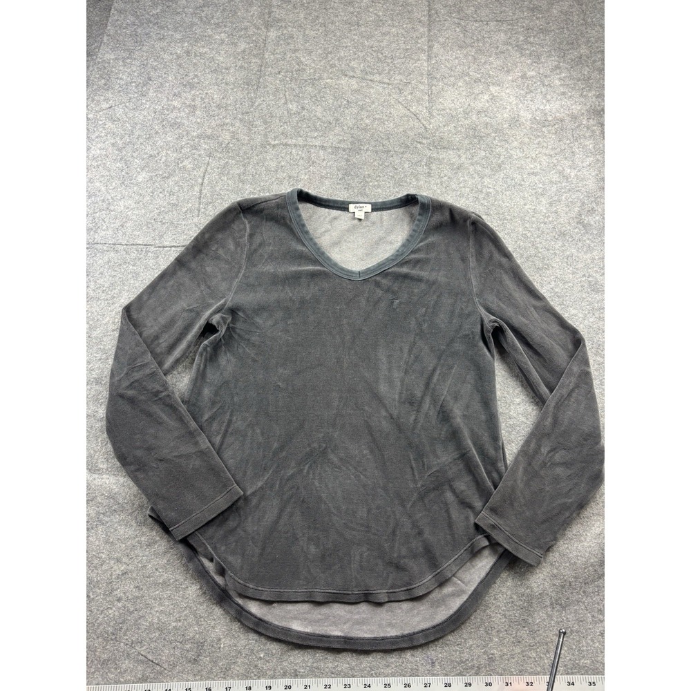 Dylan Women's S Velour V Neck Long Sleeve Shirt Cozy Casual Athleisure Lounge